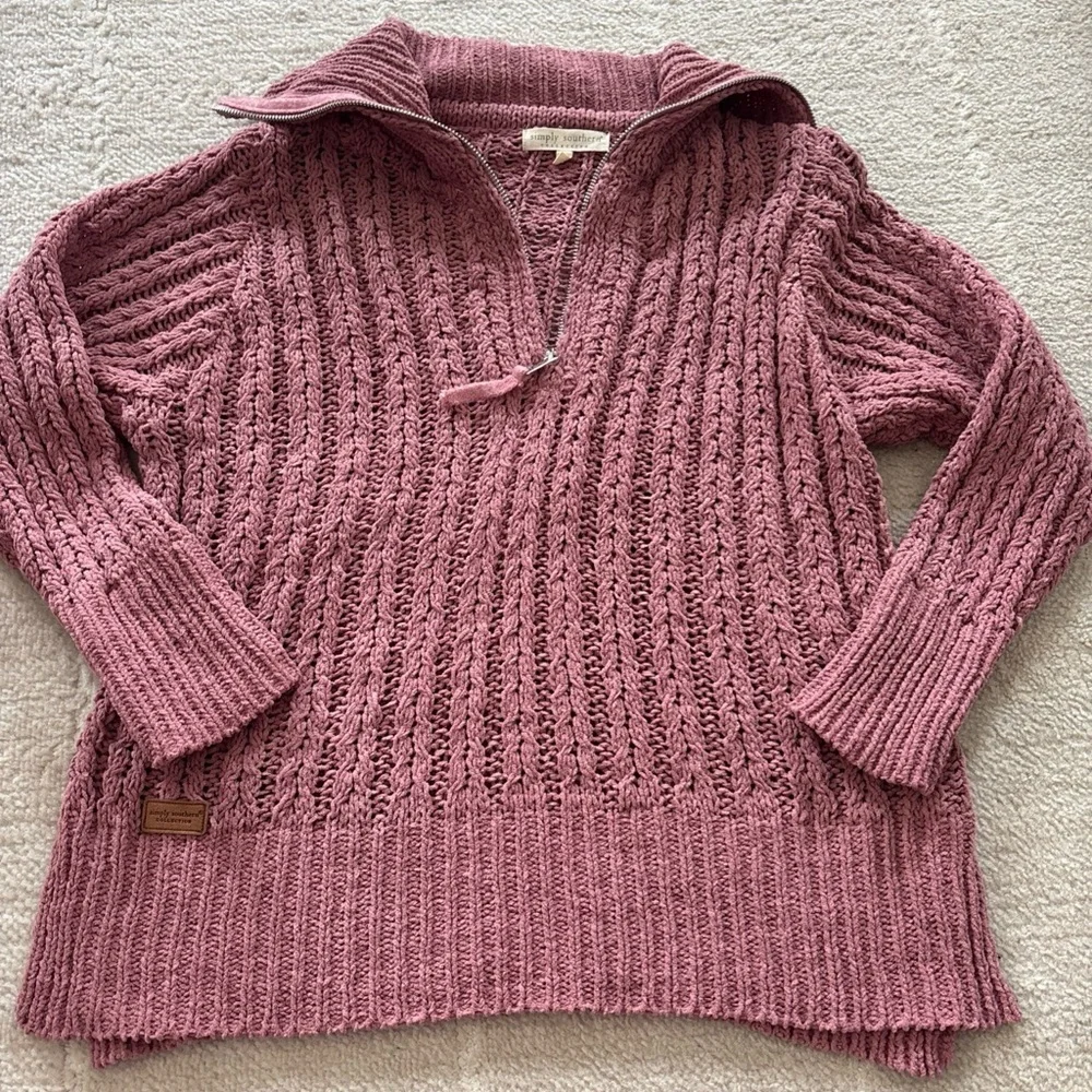Simply Southern Mauve Cable Knit Sweater